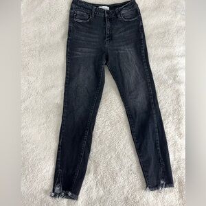 Kancan Black Distressed Ankle Estilo Super Skinny Jeans 11/29